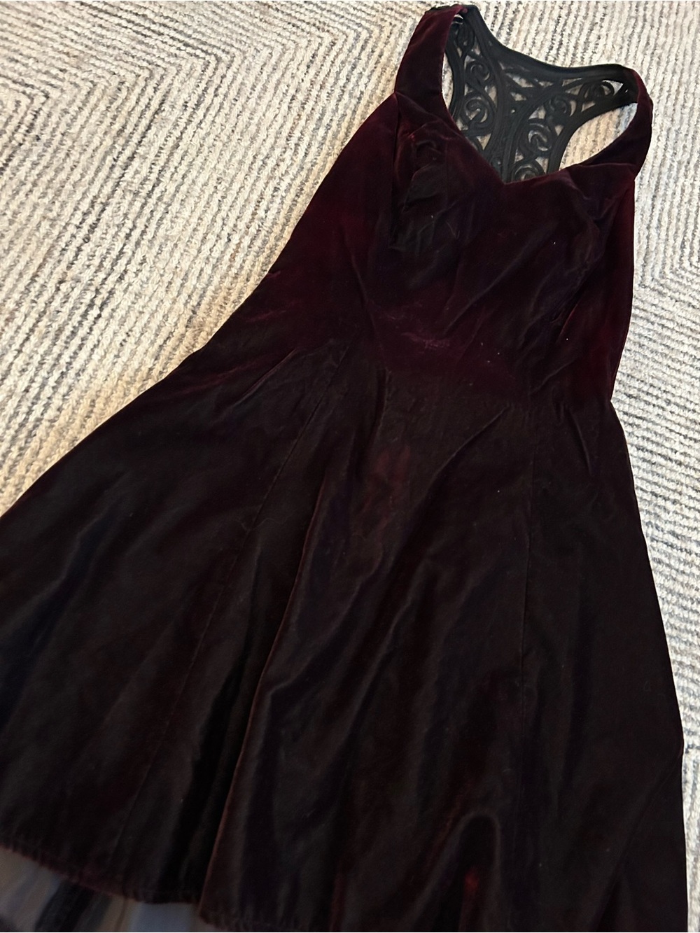 Rampage Velvet Fit & Flare Dress in Deep Wine Whimsigoth Y2K Size 5 Small